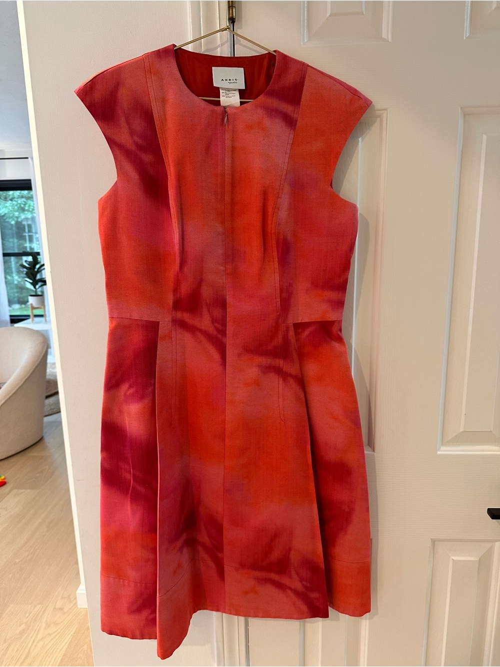 Akris Punto Coral-Pink Ombre Cotton Blend Fit Flare Dress Size US 8